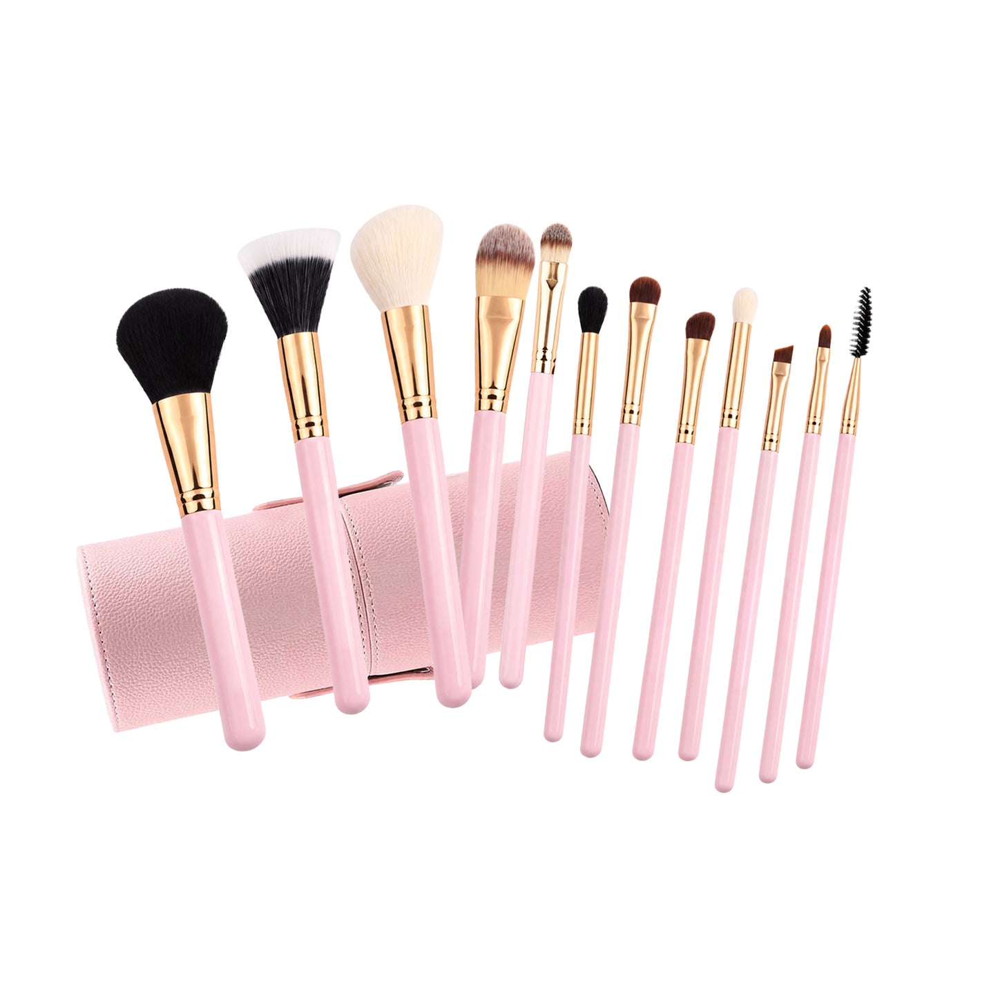 12 Pieces Premium Travel Makeup Brush Set  - Rose
