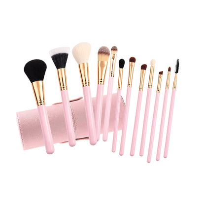 12 Pieces Premium Travel Makeup Brush Set  - Rose