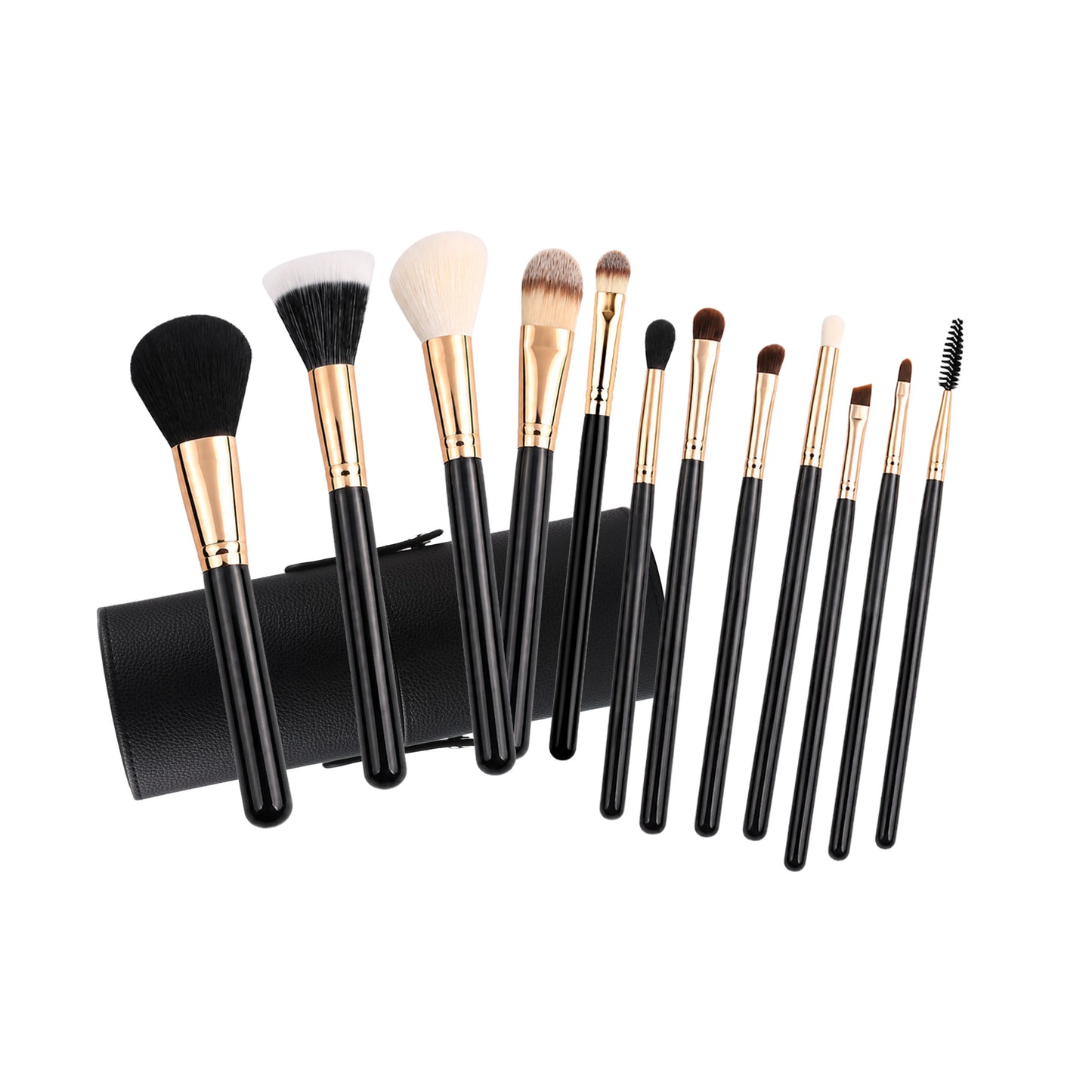 12 Pieces Premium Travel Makeup Brush Set  - Black