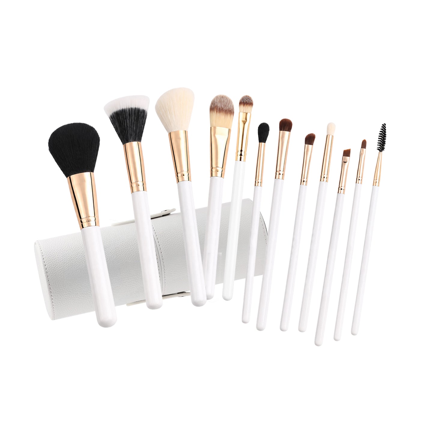 12 Pieces Premium Travel Makeup Brush Set  - White