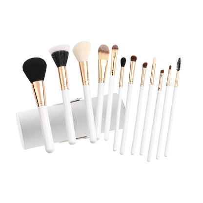 12 Pieces Premium Travel Makeup Brush Set  - White