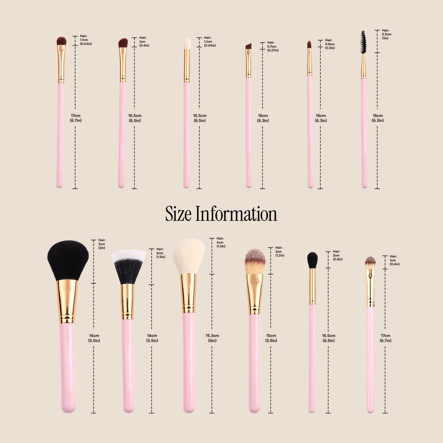 12 Pieces Premium Travel Makeup Brush Set  - Rose