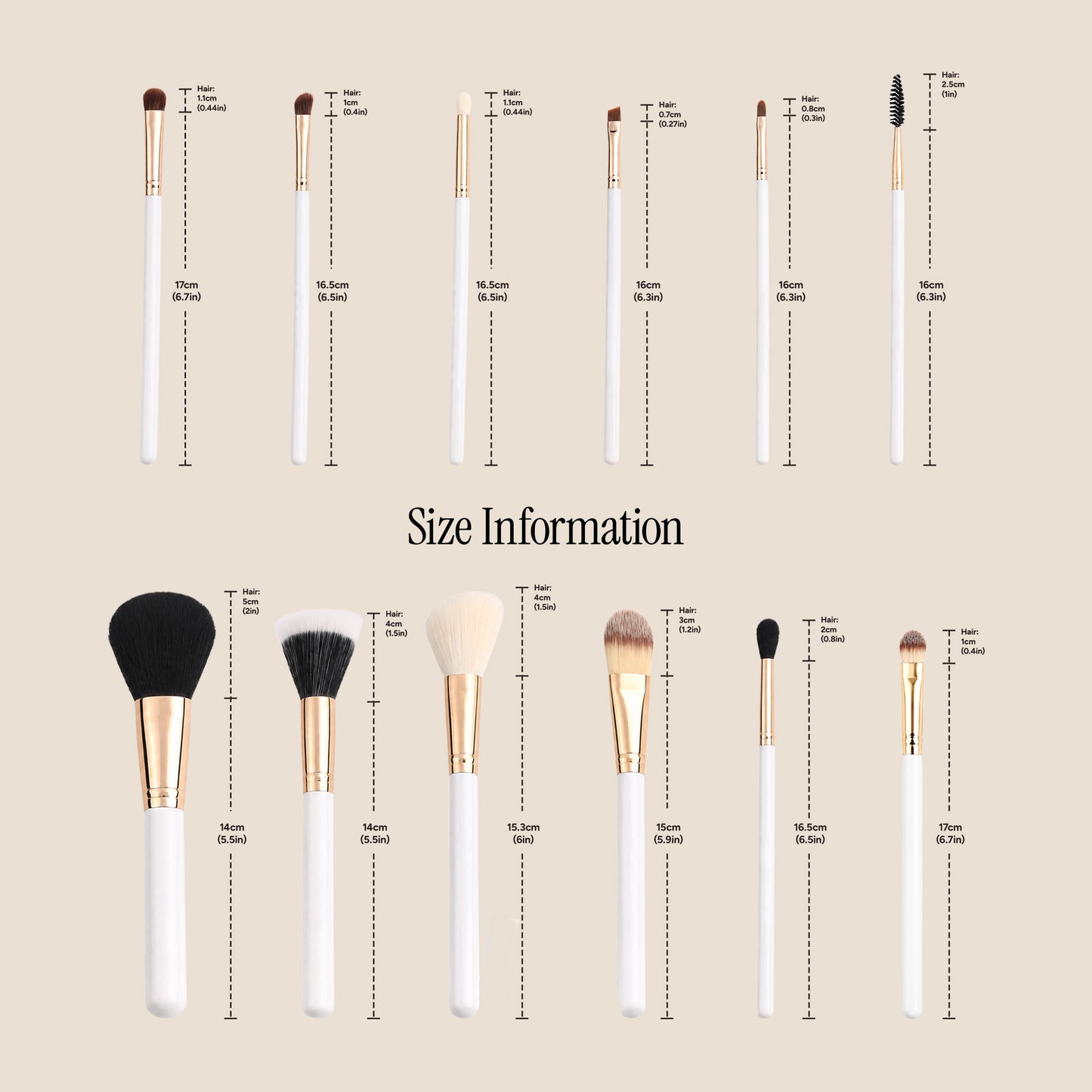12 Pieces Premium Travel Makeup Brush Set  - White
